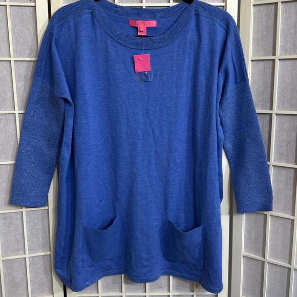 Lilly Pulitzer Sweaters - LILLY PULITZER Preppy Luxury Minimalist Sweater Oversized Pockets Coolmax XS NWT